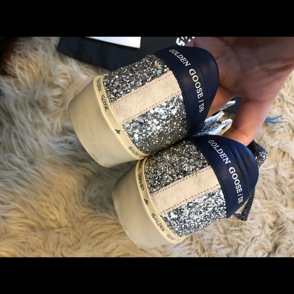 Golden Goose Hi Star Sneakers w/ Glitter & Blue - Picture 4 of 8